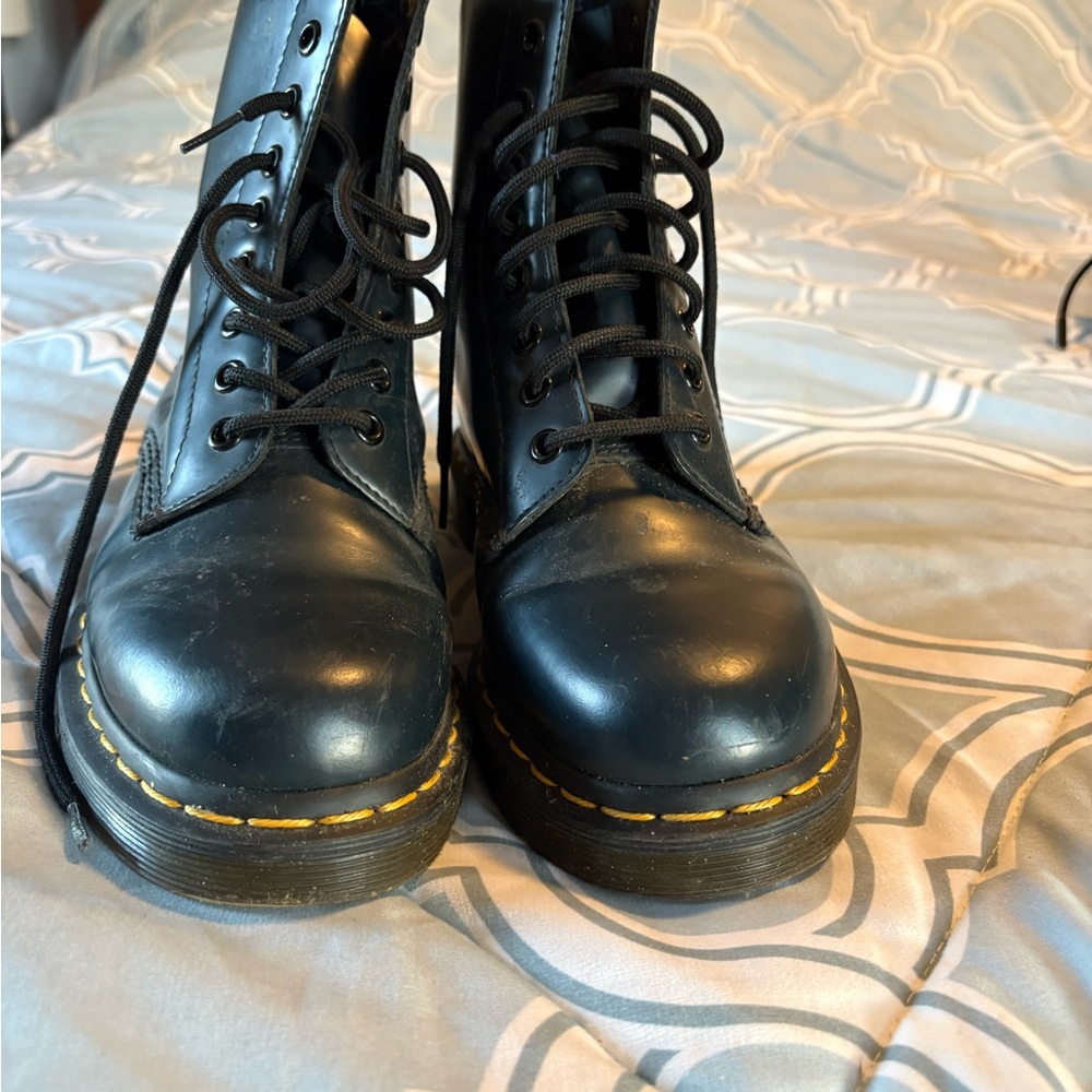 Dr. Martens Navy Leather Combat Boots